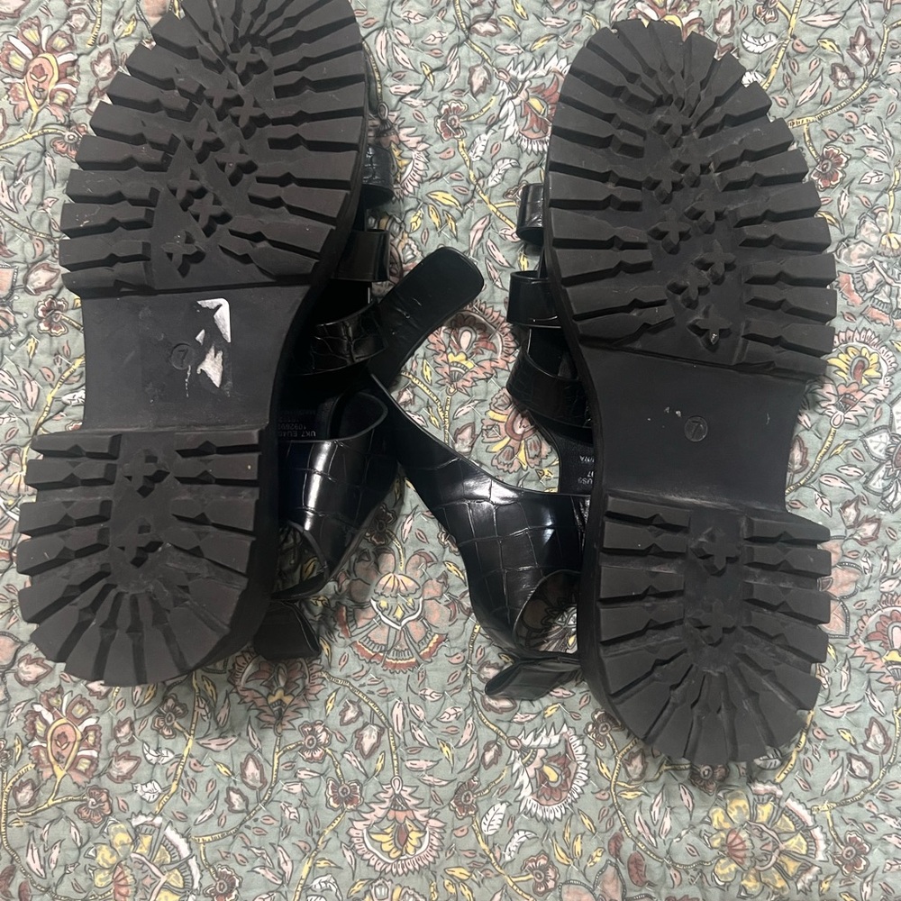 ASOS Black Croc-Effect Chunky Fisherman Sandals with Buckle - Picture 5 of 7